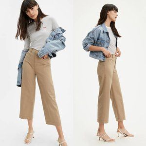 Levi’s Ribcage Wide Leg Crop Khaki Jeans Size 27